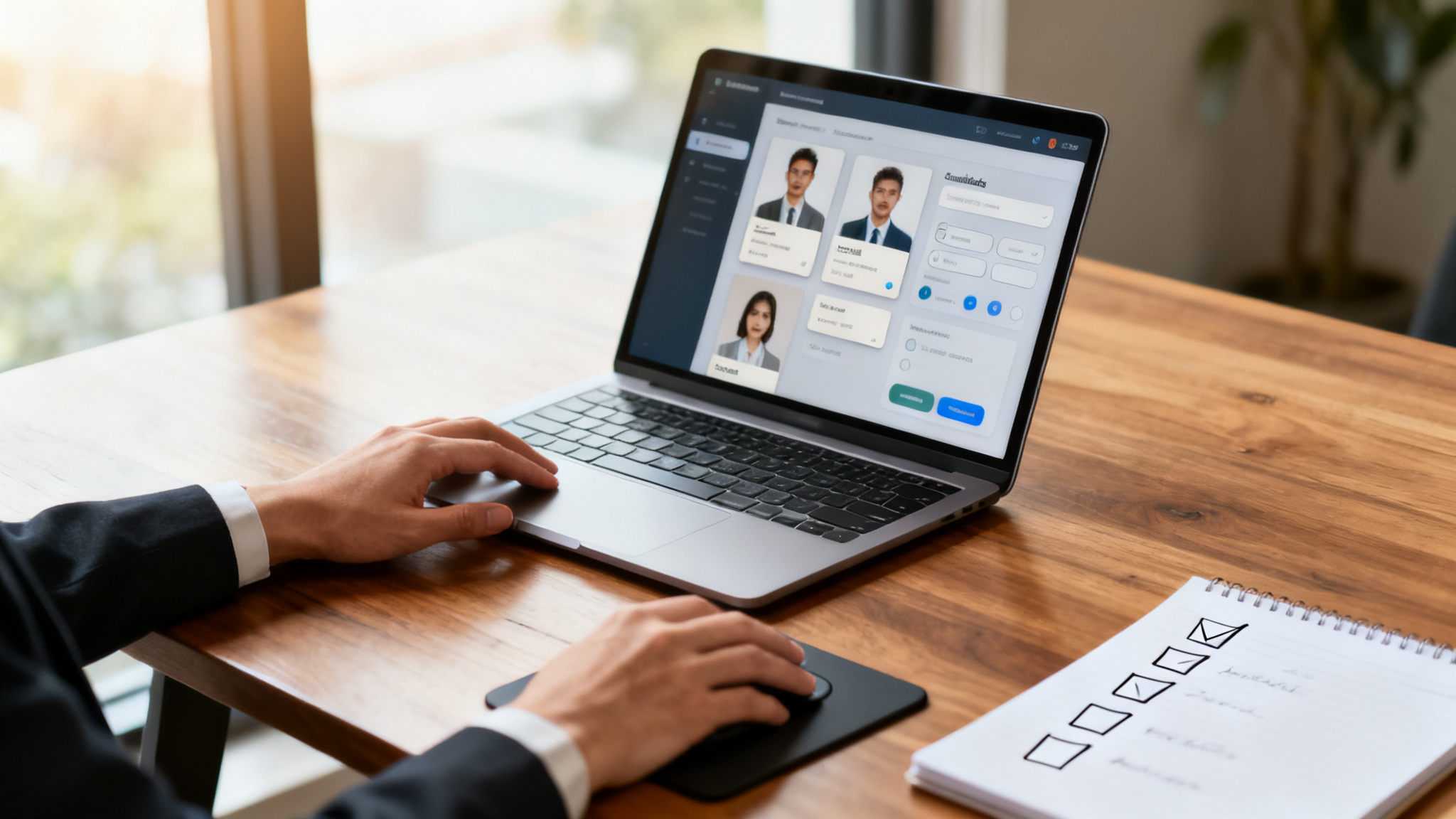 Recruteur explorant une cvthèque gratuite sur ordinateur portable
