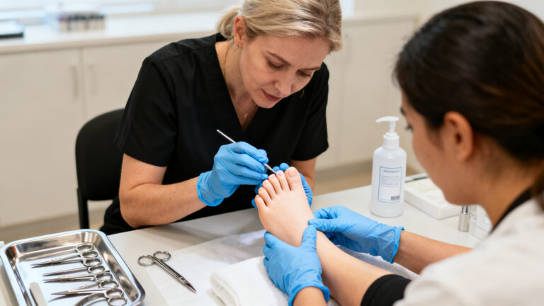 Session de formation de pédicure en centre professionnel