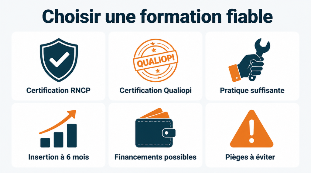 Infographie critères RNCP, financements et pièges à éviter
