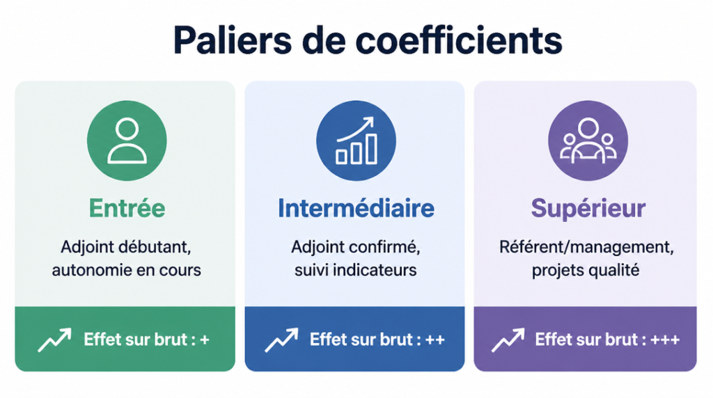 Paliers entrée, intermédiaire et supérieur des coefficients