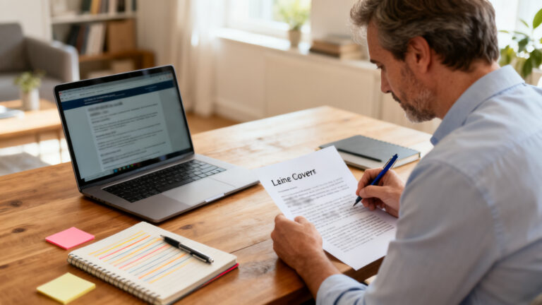 Candidat rédige une lettre de motivation pour reconversion professionnelle