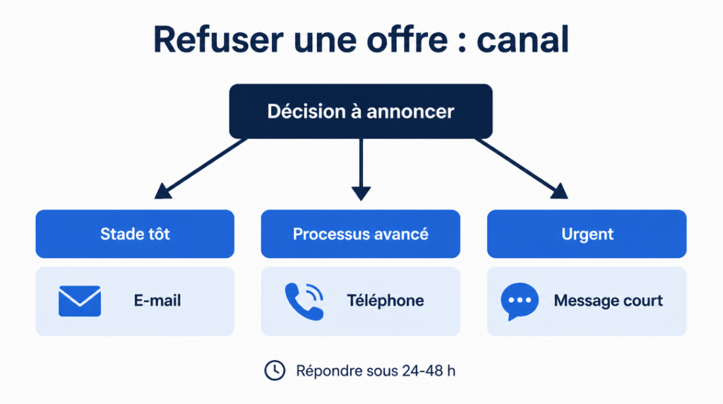 Schéma pour choisir e-mail, téléphone ou message court