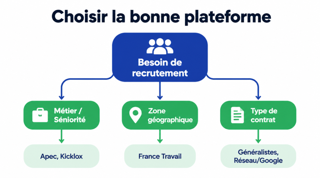 Schéma d’aide au choix par métier, zone et type de contrat
