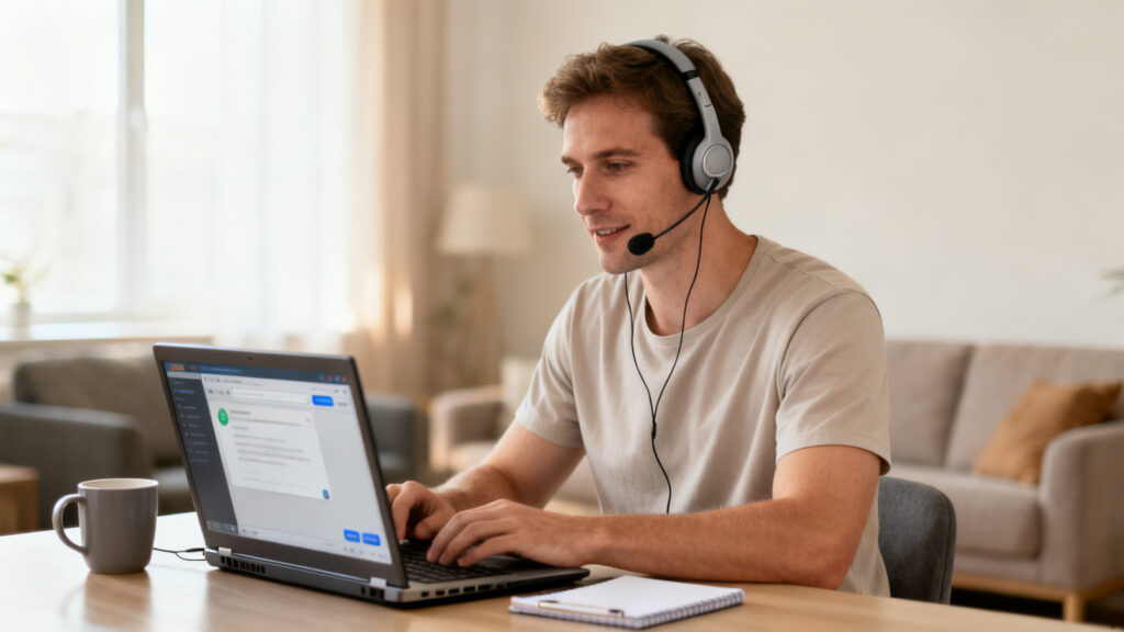 Téléconseiller en support client à distance à la maison