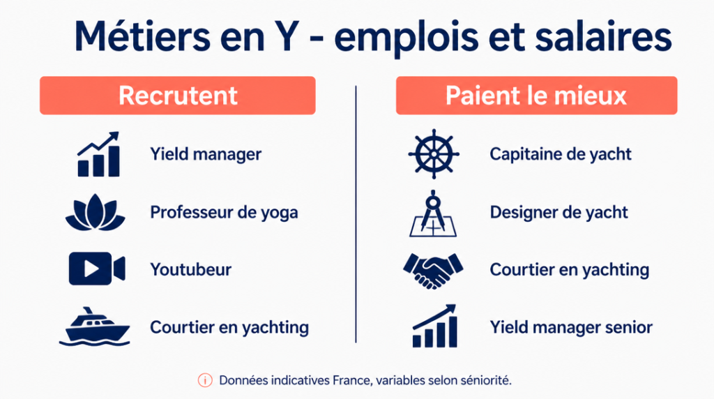 Infographie métiers en Y qui recrutent et paient le mieux