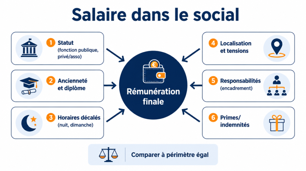 Facteurs du salaire travailleur social résumés